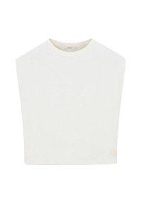 Witte kortemouwtop met een vierkante silhouet en een ronde halslijn. Gemaakt van een gladde stof, met een subtiele logodetail.