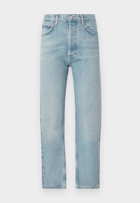 PINCH WAIST CROP - Straight leg jeans - light blue denim