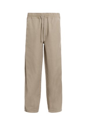 Beige katoenen joggerbroeken met een elastische tailleband, trekkoord, zijzakken en een relaxed fit, met subtiele zijsplitten.