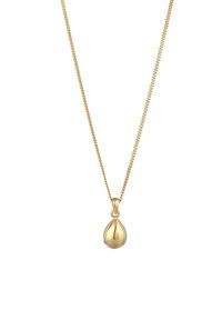 Collier en or avec une belle chaîne et un pendentif en forme de goutte d'eau. Le pendentif a une surface lisse et polie avec une finition brillante.