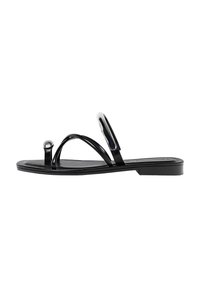FLAT WITH METAL DETAIL - Sandaler m/ tåsplit - black