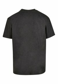 Black short-sleeve t-shirt with a round neckline, featuring a smooth texture and a straight hem, displaying a solid color with no patterns.