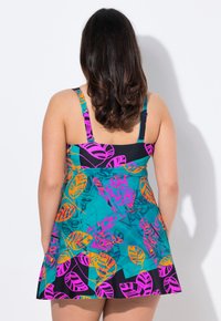 Ulla Popken VIBRANT LEAF PRINT  - Uimapuku - petrol