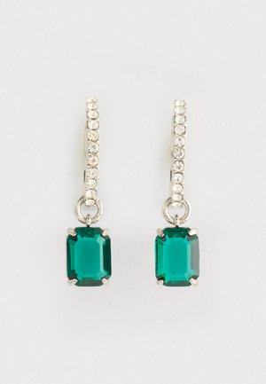 HOOP STONE DROP - Kõrvarõngad - silver-coloured/emerald