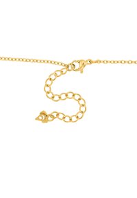Goldkette-Armband mit ovalen Gliedern, ausgestattet mit einem Karabinerverschluss und einem dekorativen, blattförmigen Anhänger mit Ausschnitten. Glatte Textur, glänzende Oberfläche.