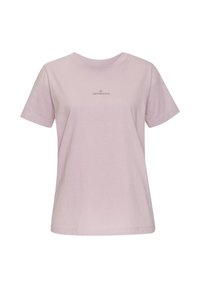 Light lavender cotton t-shirt with short sleeves, crew neckline, and "COPENHAGEN" printed in a darker shade on the front.
