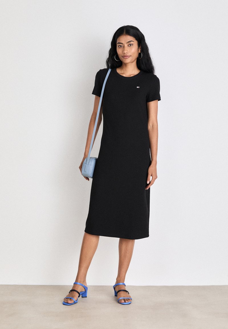 Tommy Jeans RIBBED SLIM MIDI BODYCON T-SHIRT DRESS - Shirt dress - black -  Zalando.co.uk