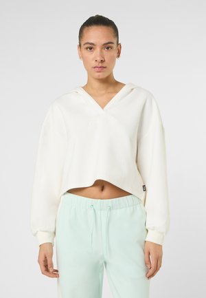 Fila APPAREL MEZZANA LOOSE CROPPED V-NECK  - Kapuzenpullover - egret