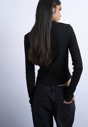 BEA CURVED HEM - Μπλούζα με μακριά μανίκια - black