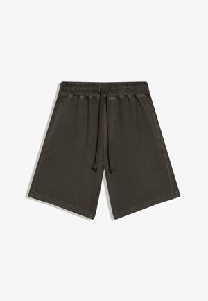 Dunkelgraue Freizeithosen mit elastischem Bund und Kordelzug, zwei Vordertaschen und geradem Beinabschluss vor weißem Hintergrund.