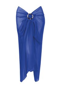 Niewybrane, niebieskie pareo wiązane z klamrą
