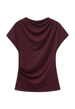 & OTHER STORIES, & OTHER STORIES DRAPED COWL-NECK TOP - T-shirt imprimé - dark red