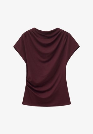 & OTHER STORIES, & OTHER STORIES DRAPED COWL-NECK TOP - T-shirt imprimé - dark red