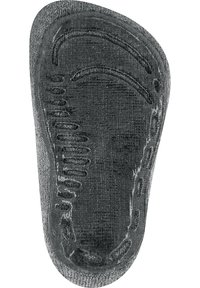 Soletta per scarpe realizzata in schiuma grigio scuro, con motivi testurizzati per una migliore aderenza e supporto, bordi arrotondati e forma sagomata.