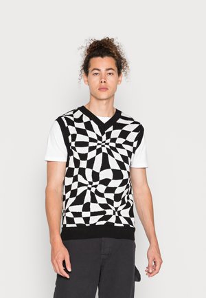 DISTORTED CHECK VEST UNISEX - Neule - black/white