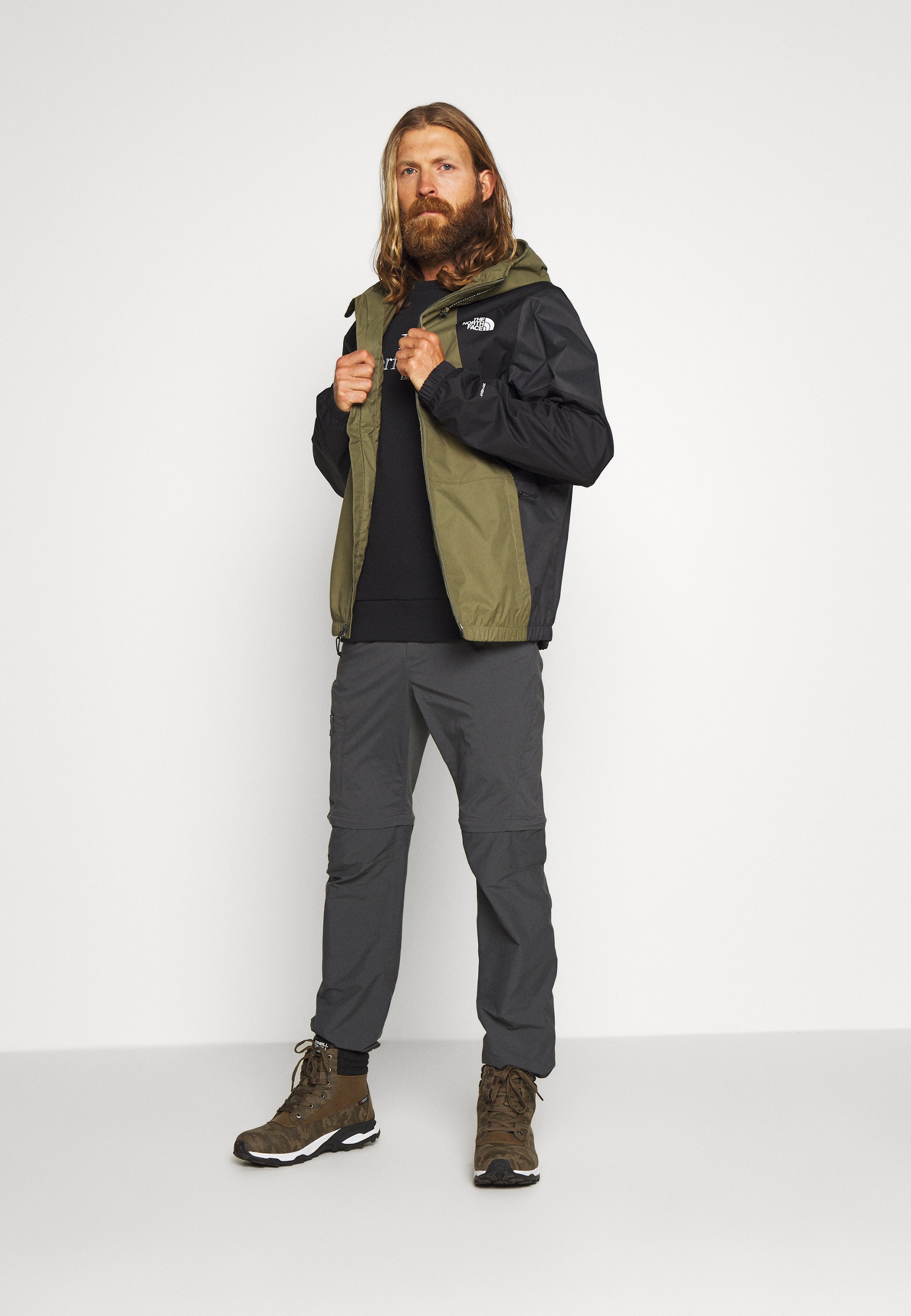 army green north face jacket
