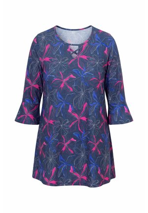 Ulla Popken, LONGSHIRT, BEDRUCKT, TUNIKA-AUSSCHNITT, 3/4-ARM - T-shirt à manches longues - marine