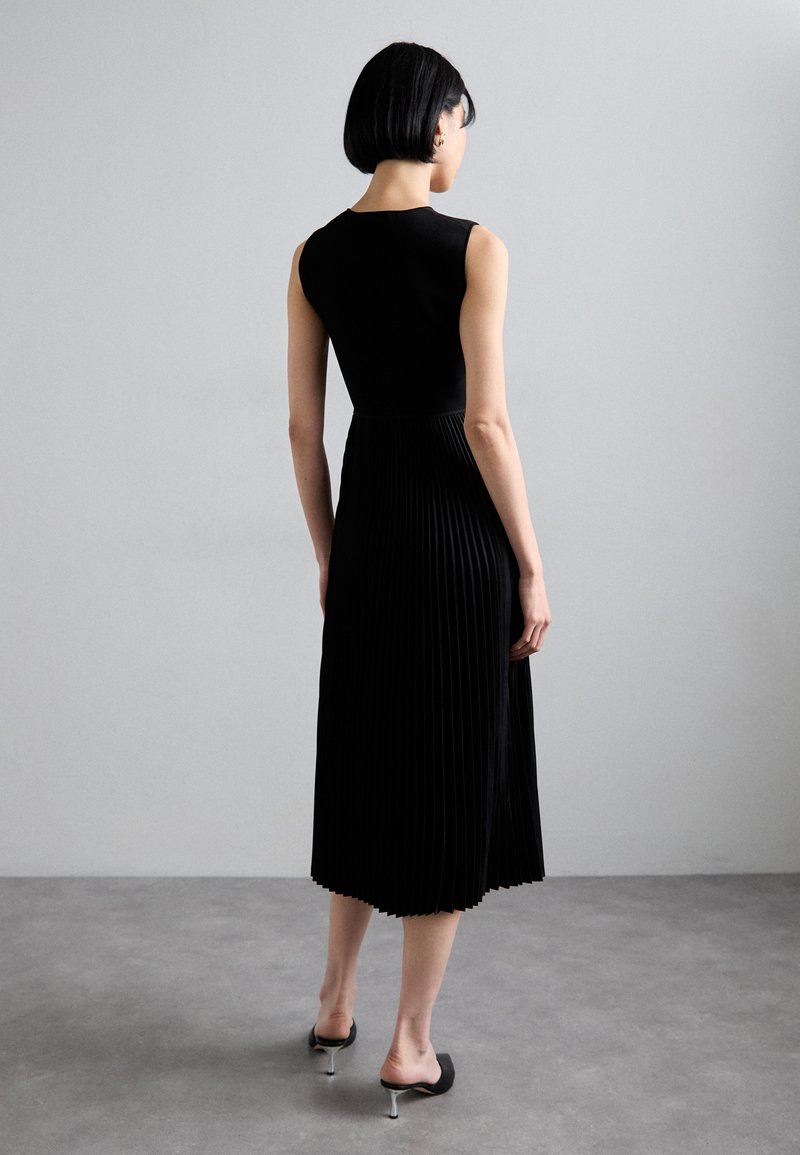 strapless open back dress Chiffon Plunging Cowl Neck Maxi Dress - Black main image 1