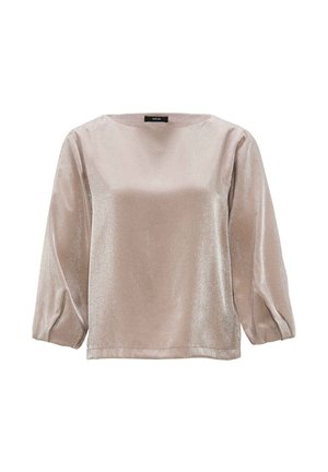 Bleke metalen blouse met lange, opgeblazen mouwen en een ronde halslijn. Gladde textuur met een subtiele glans, ontworpen voor een comfortabele pasvorm.