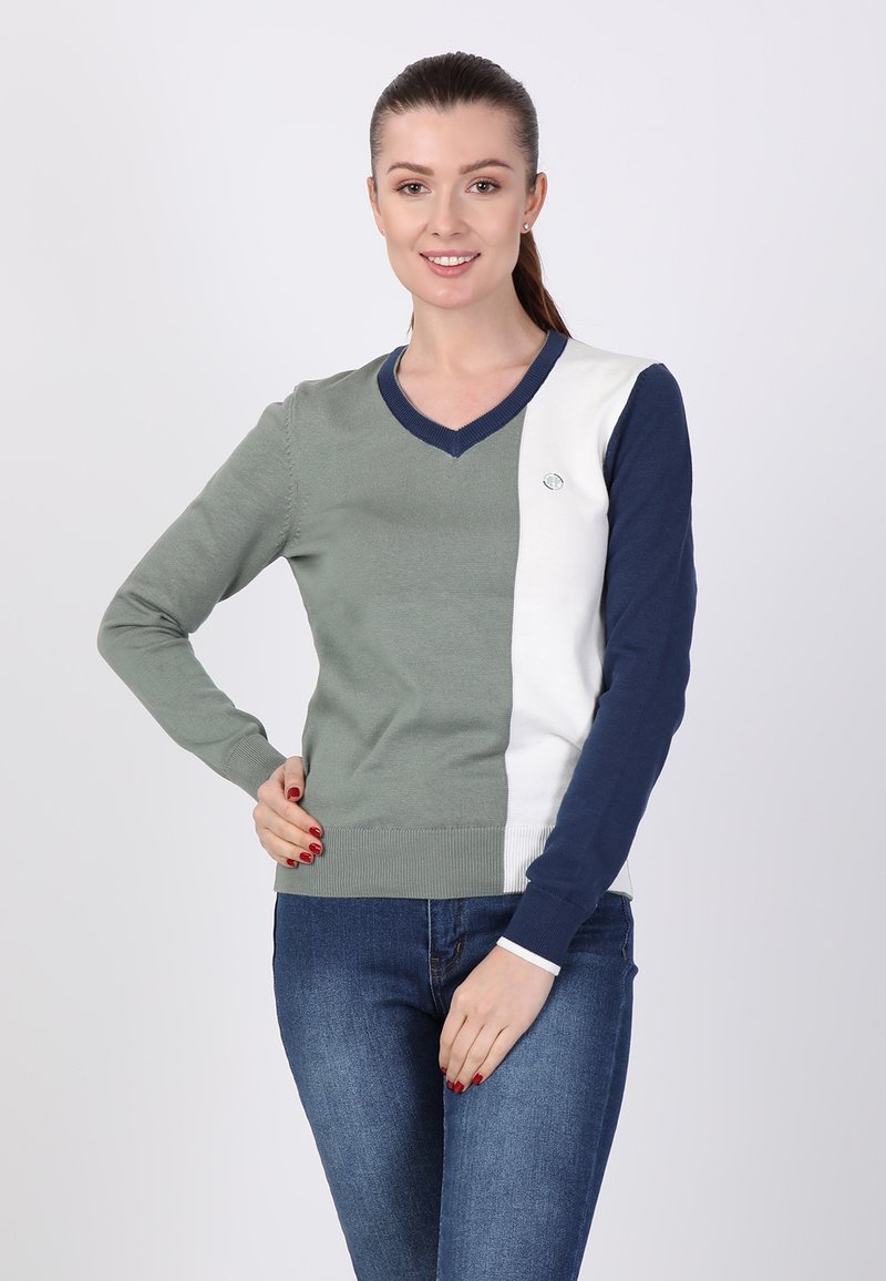 Damen Strickjacken | Felix Hardy Strickpullover mint ecru indigo/mint - NG40616 Damen Strickjacken | Felix Hardy Strickpullover mint ecru indigo/mint - NG40616