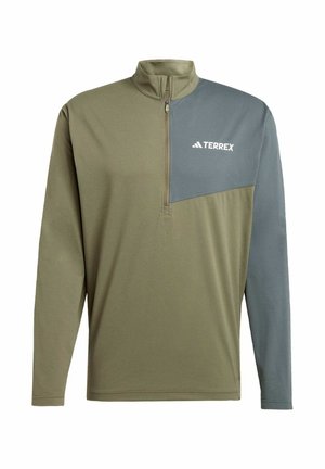 adidas Sportswear MULTI CLIMACOOL 1/2 ZIP LONG SLEEVE - Long sleeved top - olive strata