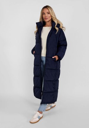 LONG QUILTED ZIP HOODED - Vinterjakker - dark blue