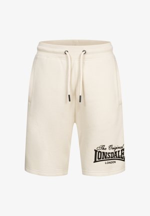 Bežīgas kokvilnas sajaukuma šortos ar elastīgu jostasvietu un auklu. Satur melnu zīmola tekstu kreisajā kājā un sānu kabatas.