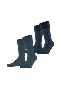 Set von vier navyblauen Socken mit einem strukturierten Rautenmuster. Hergestellt aus weichem Material mit einem gerippten Bündchen für zusätzlichen Komfort.
