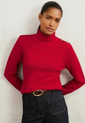 REGULAR FIT EPAULETTE ROLL-NECK - Maglione - red