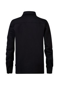 Zwarte lange mouwen shirt met een kraag, met een rechte silhoutte, knoopmanchetten en een gladde stoftextuur.