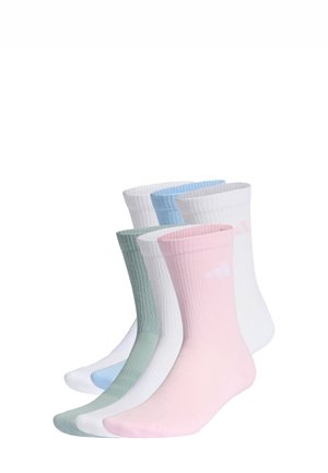 CUSHIONED CREW 6 PAIR PACK - Spordisokid - white/clear pink/glow blue/wonder sage