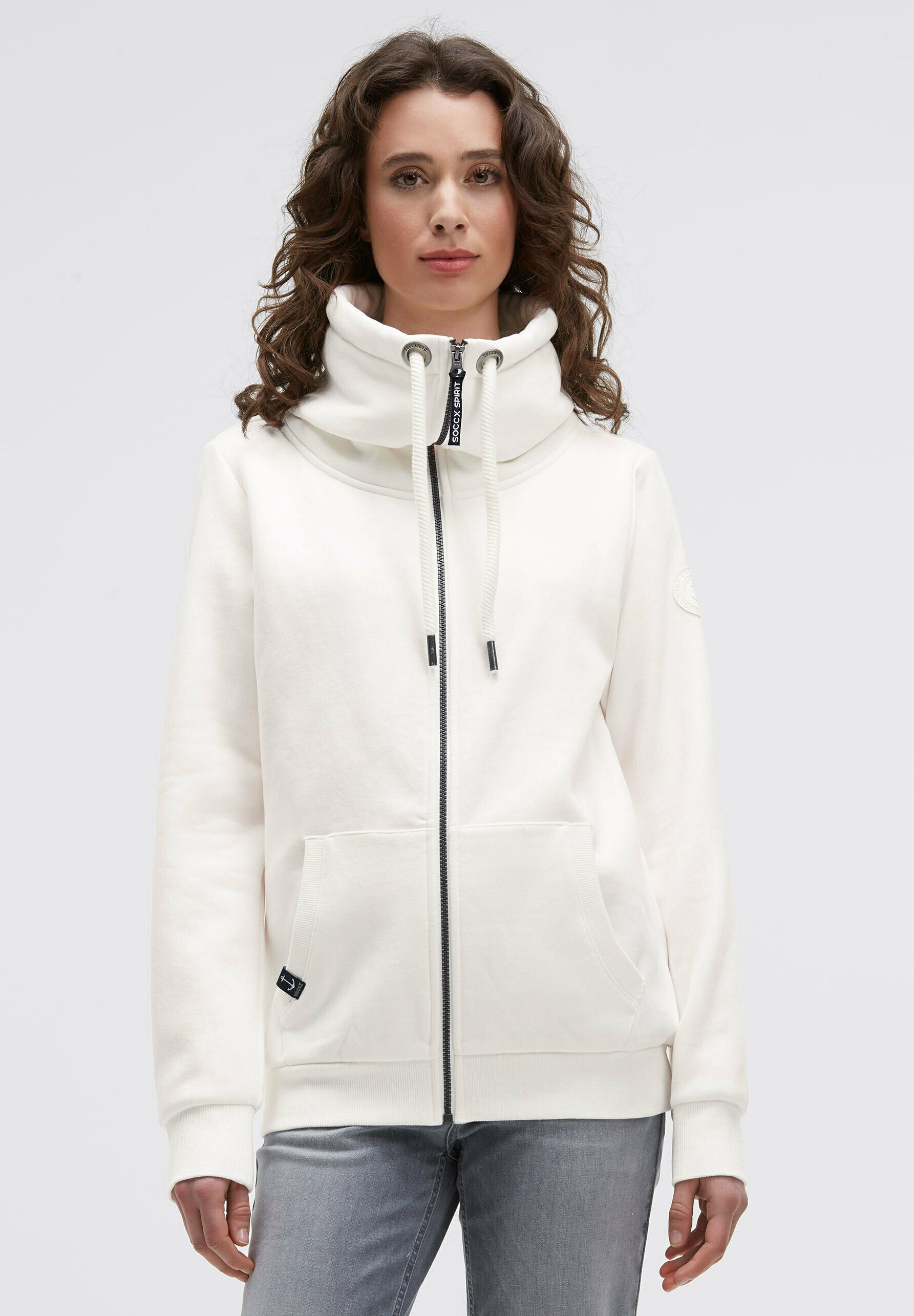 Soccx MIT HOHEM KRAGEN Sweatjacke ivory/weiß Zalando