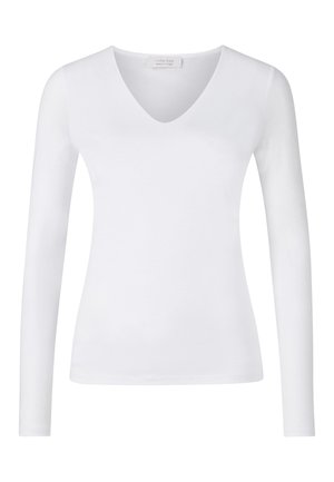 LONGSLEEVE MIT V NECK - Top s dlouhým rukávem - white