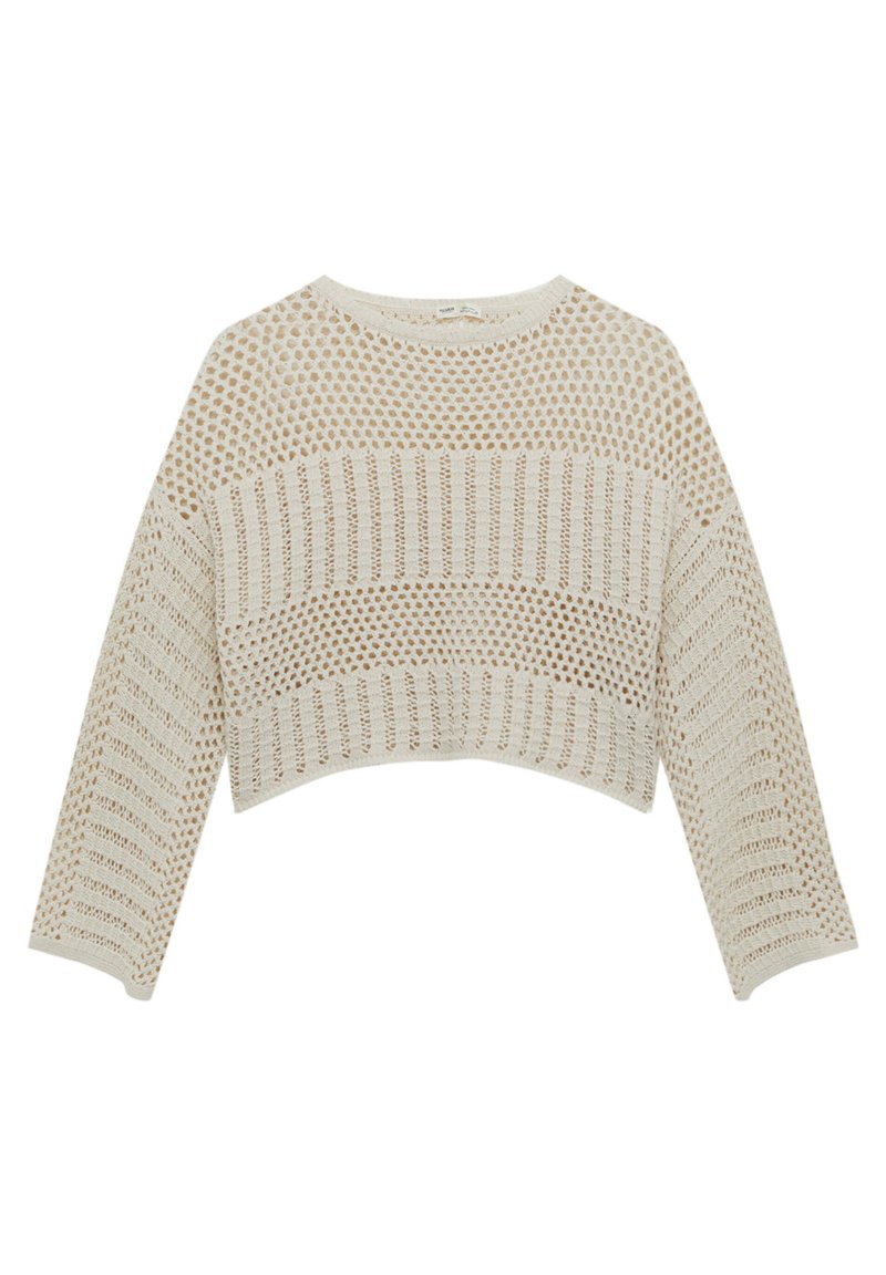 PULLu0026BEAR LONG SLEEVE CROCHET - Jumper - beige - Zalando.de
