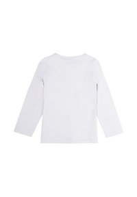 White long-sleeve shirt made of soft cotton. Features a round neck and simple design with no patterns or additional accents.