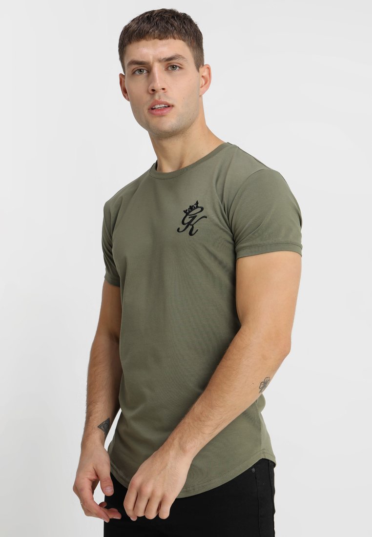 Gym King LONG LINE CURVE TEE TShirt print burnt olive/oliv