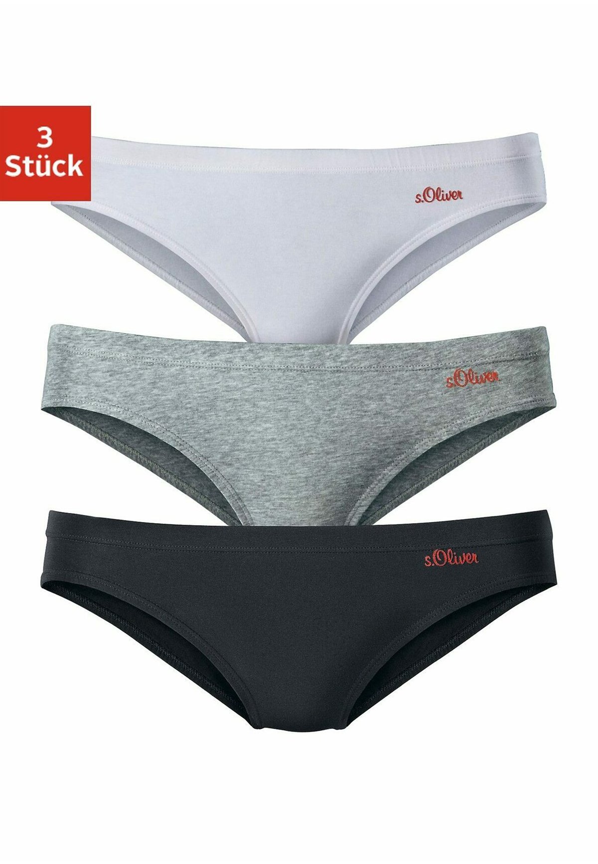 S.Oliver Damenslips 3er-Pack – Baumwolle-Stretch, Mit Logo, Bequemes Basic
