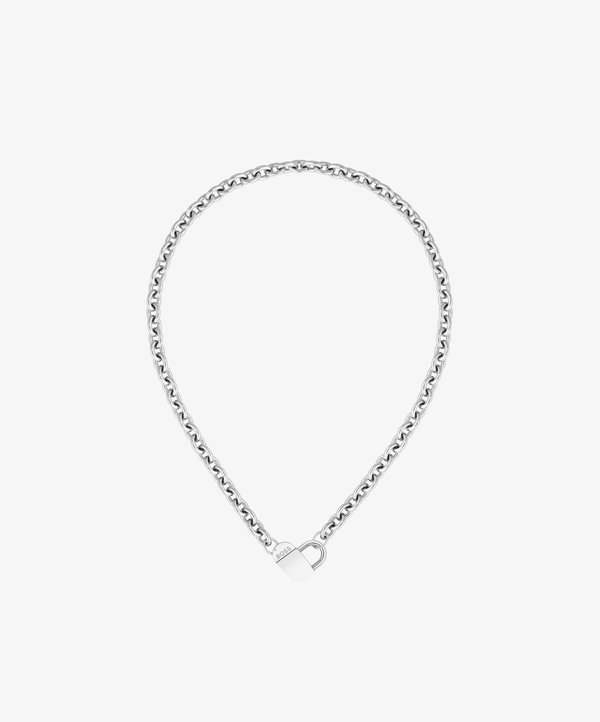 SS WITH STAMPED BOSS MONOGRAM HEART - Necklace