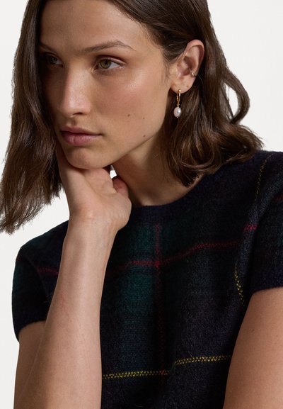Polo Ralph Lauren PLAID ALPACA-BLEND SHORT-SLEEVE SWEATER - Tričko s potlačou - green/dark blue