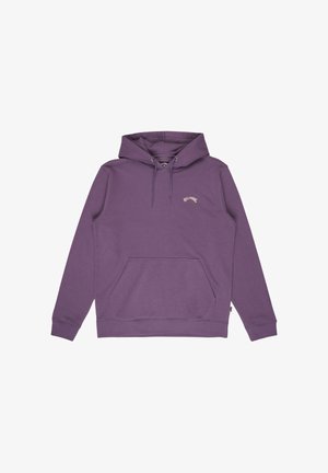 Lila Kapuzenpullover aus weichem Stoff, mit Kängurutasche, Kordelzugkapuze und kleinem Logo auf der Brust. Klassische Passform mit gerippten Bündchen.