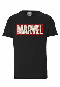 LOGOSHIRT Shirt 'Marvel Comic Block Logo' in Black | ABOUT YOU