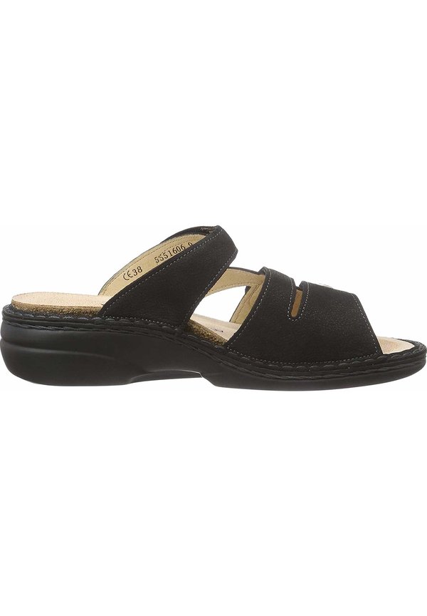 Pantolette flach - schwarz