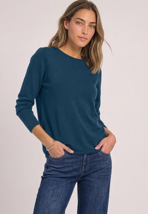 Street One, JUMPER WITH CREW NECK AND ROLLED EDGES - Pullover - blue petrol
