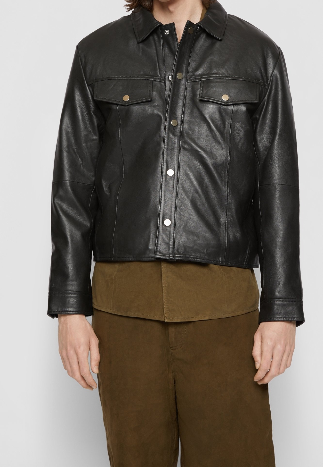 Deadwood Leather jacket - black - (Pre-owned) - Zalando