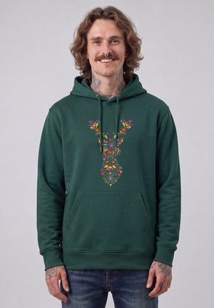 watapparel, FLORAL DEER UNISEX - Hoodie - glazed green