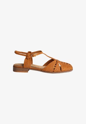 CORINA, SANDALES EN T SALOMÉ TRESSÉE - Sandales - marron naturel