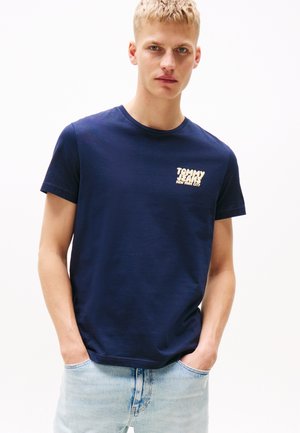 SLIM BUBBLE PRINT TEE - Print T-shirt - dark night navy