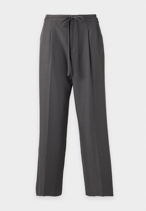 Gina Tricot, MID WAIST BELTED TROUSERS - Παντελόνι - dark grey