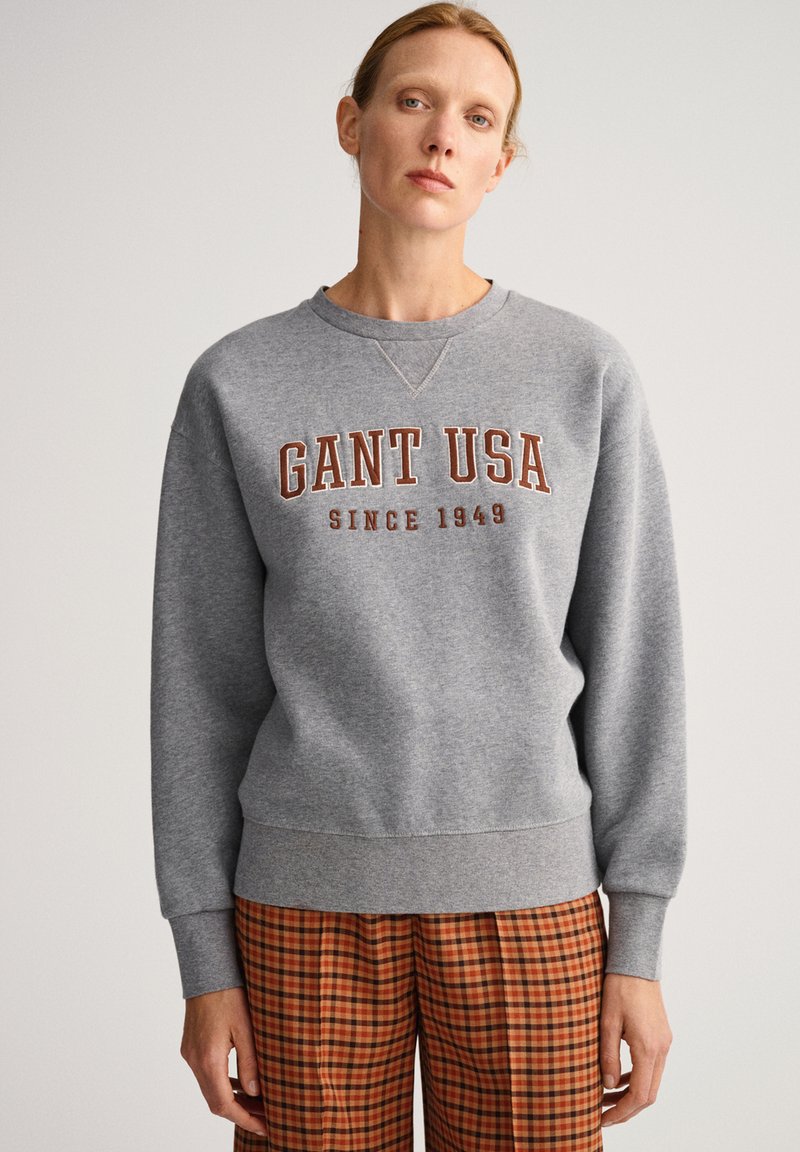 GANT USA CNECK Sweater grey melange/grijs Zalando.nl