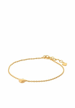 Delikatna bransoletka z cienkiego złotego łańcuszka z małym zawieszką w kształcie serca na środku oraz regulowanym zapięciem zdobionym malutkim serduszkiem.